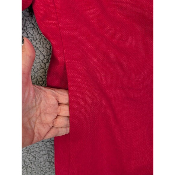 Talbots Blazer Women Sz 10 Petite Red Irish Linen 3 Button Red Career Pockets - Picture 6 of 11